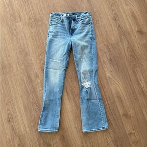 Express Light Blue Cropped Flare Jeans - High Rise